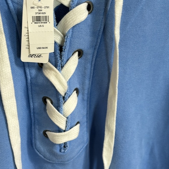 NWT Aerie Lace Up Oversized Distressed Sweatshirt - Picture 8 of 13